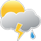 Trockenes Gewitter mit bewölktem Himmel