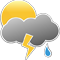 Leichter Regen bei teilweise bewölktem Himmel